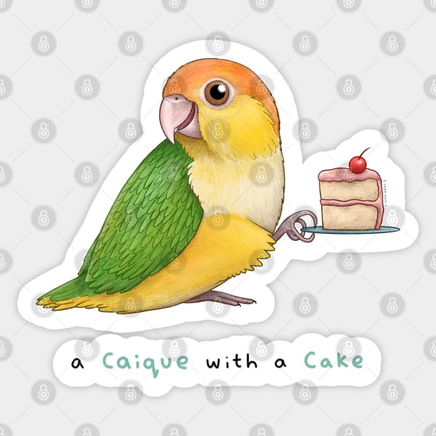 A Caique With A Cake Sticker by Sophie Corrigan